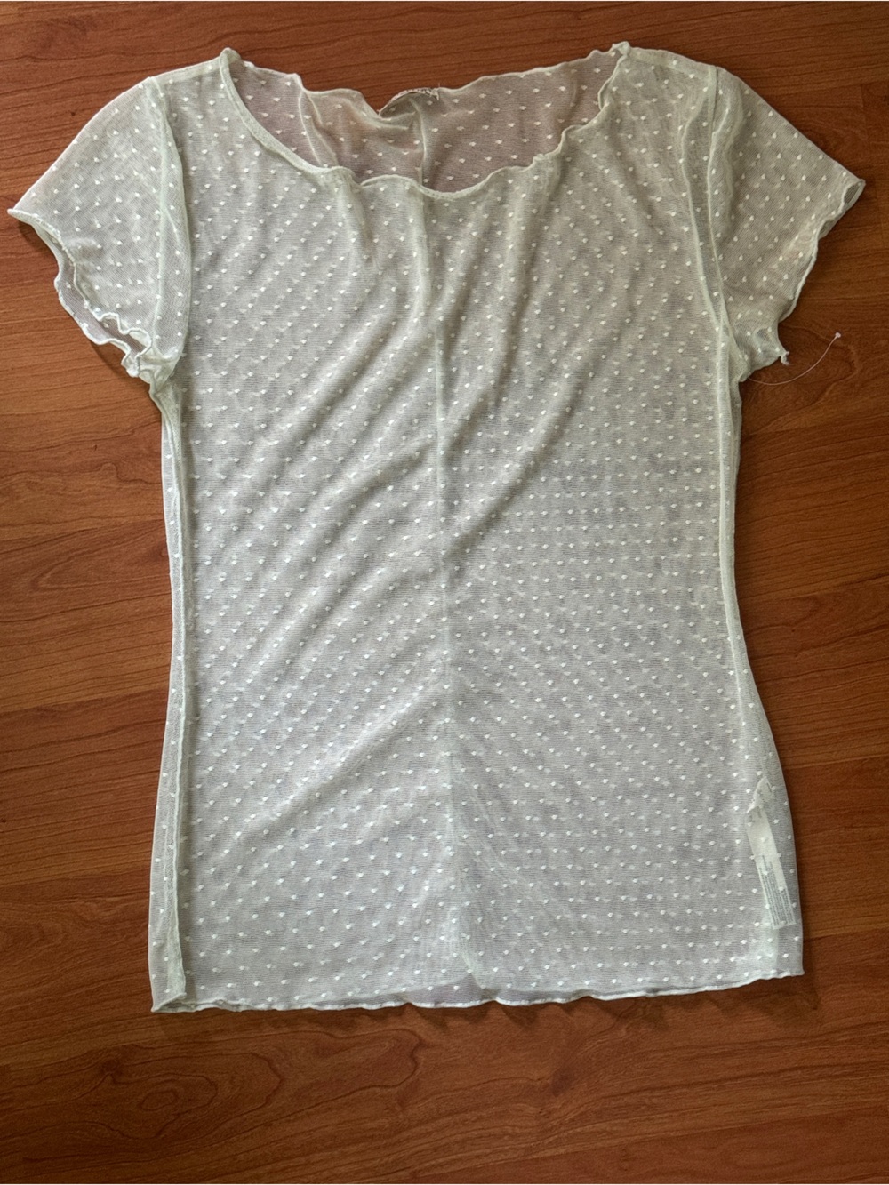 Intimately Free People Sheer Green Polka Dot Top